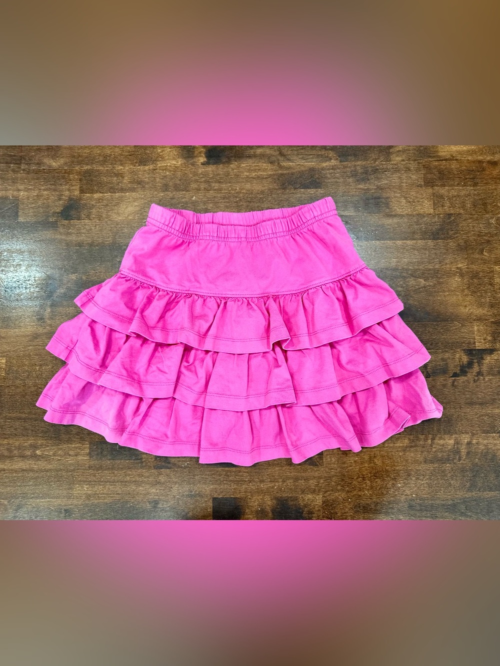 Hanna Andersson Sz 8 Bright Barbie Pink Tiered Scooter Skort Skirt 130 Twirl